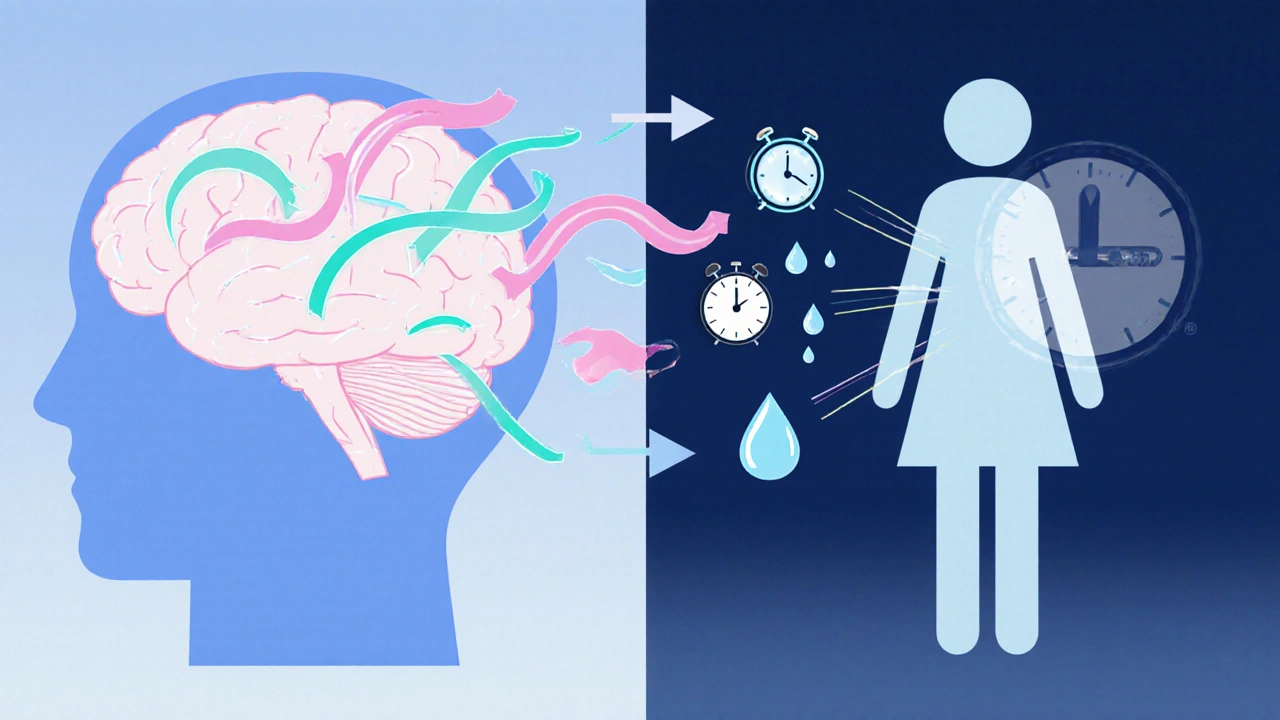 Aivot ja keho kuvastavat serotoniinin ja noradrenaliinin vaikutusta aineenvaihduntaan.