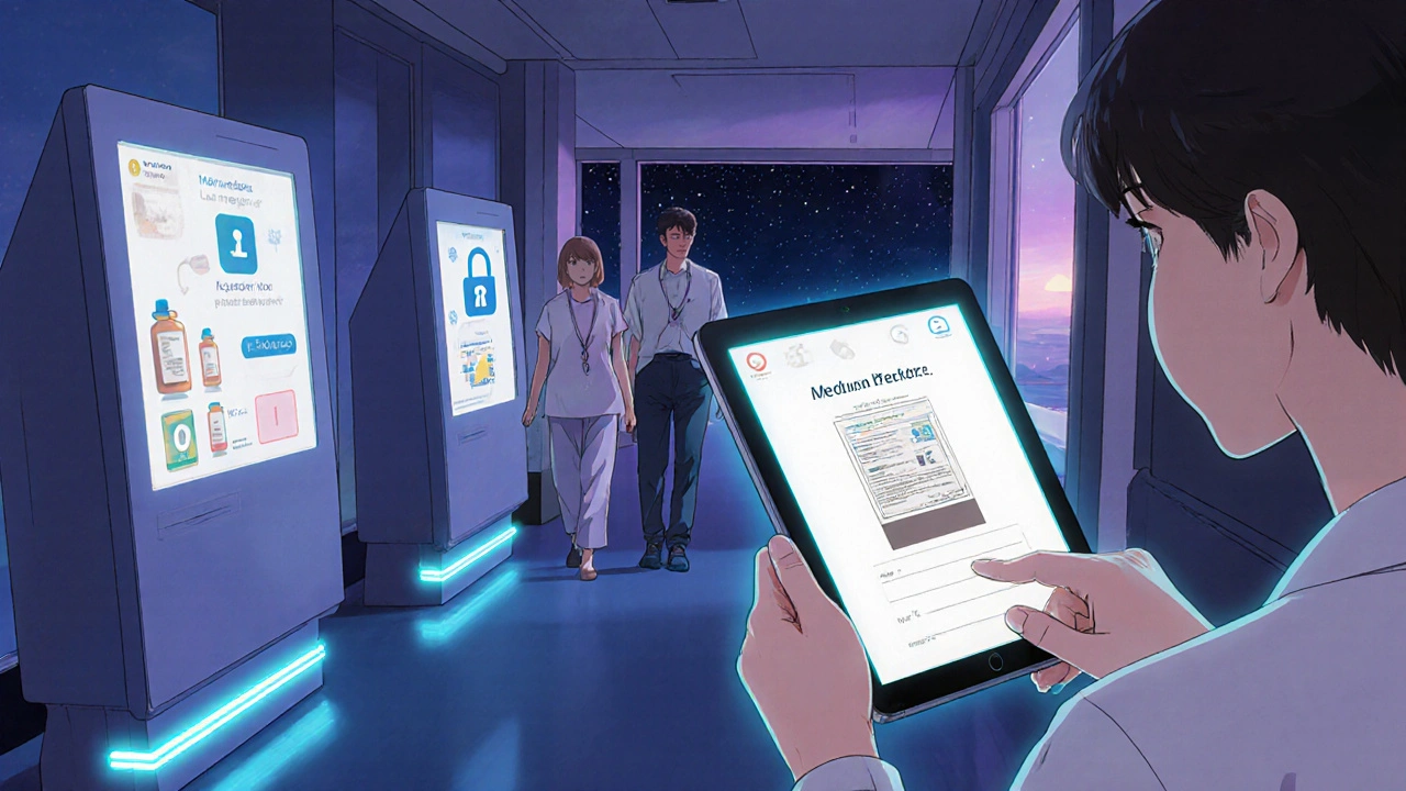 Potilas lähettää lääkkeen etiketin kuvan turvalliseen järjestelmään, jossa tekoäly auttaa täyttämään kysymyksen.