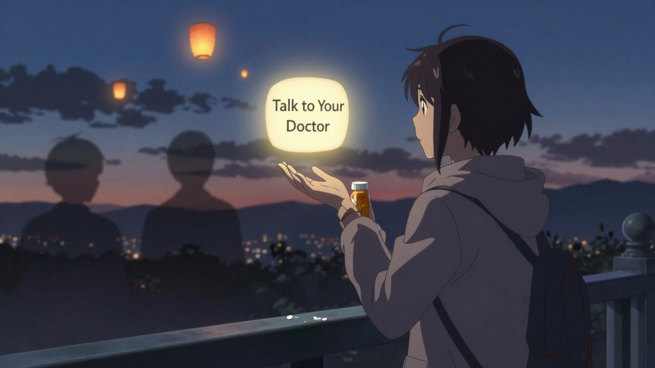 Henkilö seisoo silloin, kun valo ja varjot symbolisoivat valintaa lääkärin kanssa keskustelemisesta.