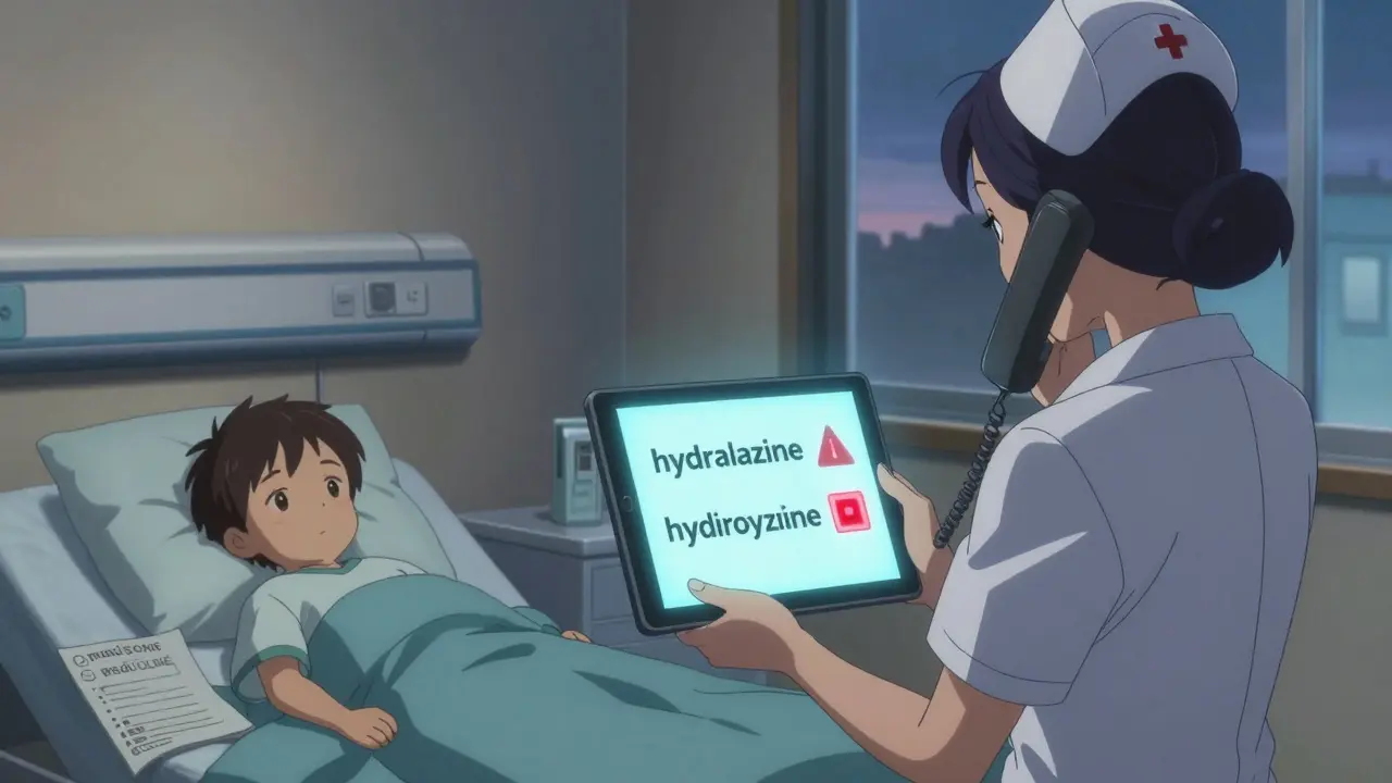 Lääkäri tarkistaa tietokoneella samankaltaisia lääkkeitä, joista yksi on korostettu isolla kirjaimella.