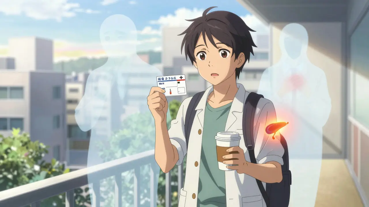 Potilas seisoo aurinkoisella parvekkeella, jossa hänen adrenaliininsa pulssaa lämpimästi.