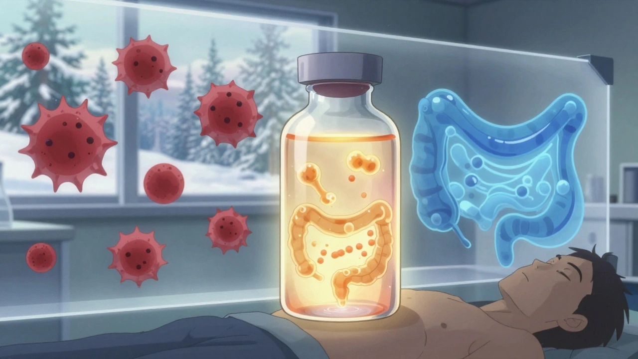 Turvallinen postbiotikko vapauttaa hyödyllisiä molekyylejä suolistoon, kun vaaralliset probiotikot on erotettu taustalla.