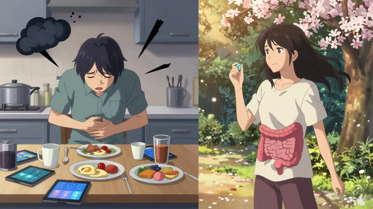 Vertailu: IR-lääkkeen aiheuttamat suoliston sivuvaikutukset vs. XR:n rauhallinen vaikutus.