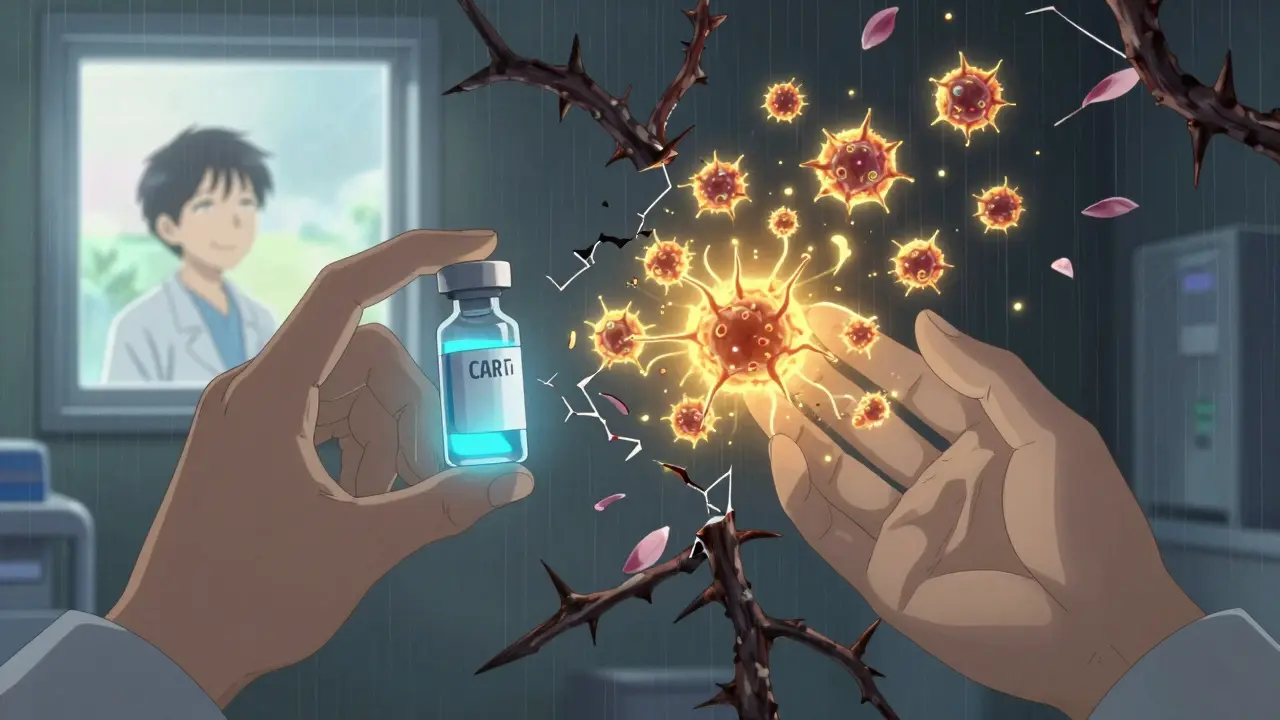 Checkpoint-inhibiittori ja CAR-T-solut yhdistyvät tuhoamaan syöpäkudoksen estojen.