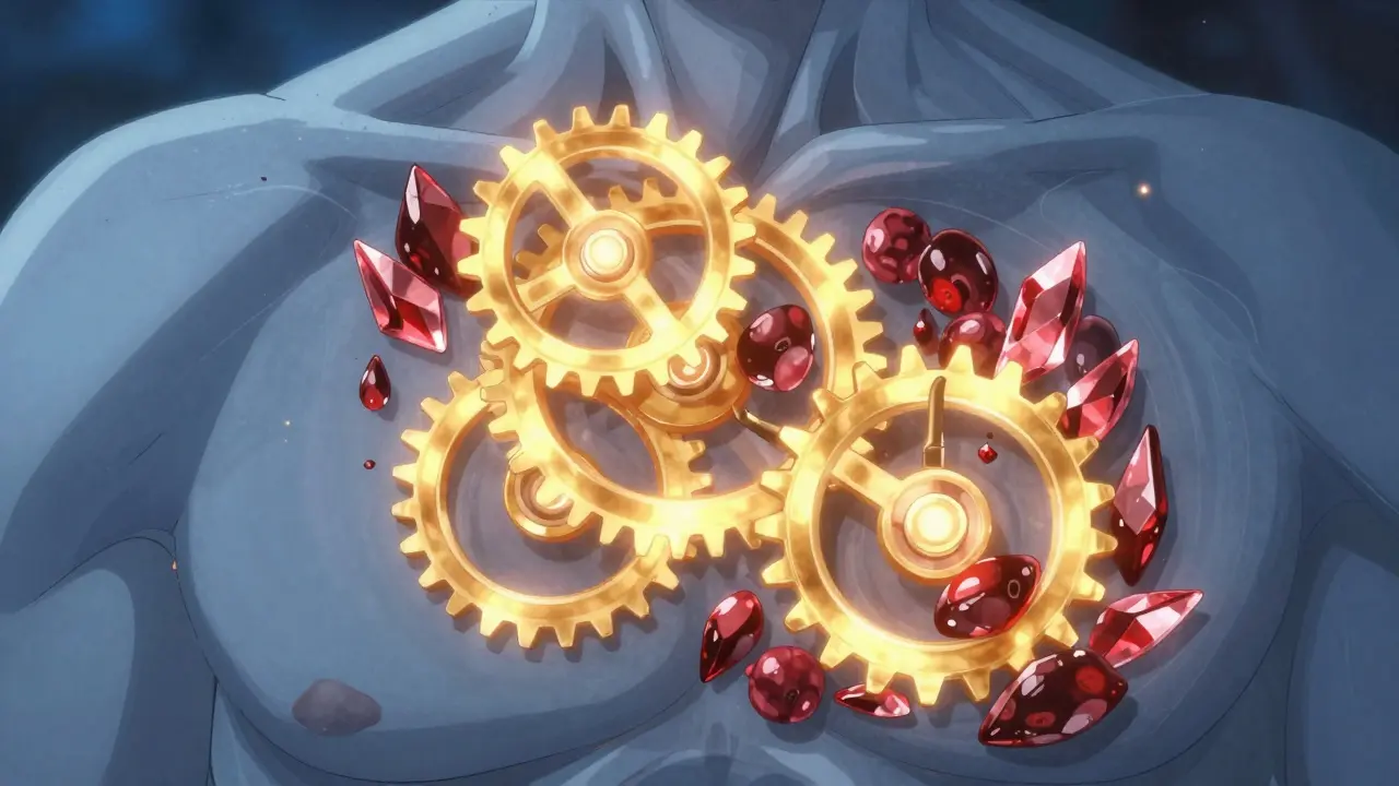 Kuvitteellinen esitys karpaloflavonoidien vaikutuksesta maksaentsyymiin