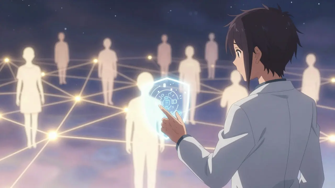 Toivonantava anime-kuvitus tekoälyn roolista ennakoivassa lääketurvallisuudessa